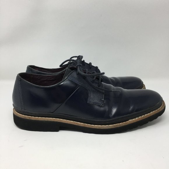 Ted Baker Mens Size 9 OKTIBR Derby Shoes Navy Blue Leather
